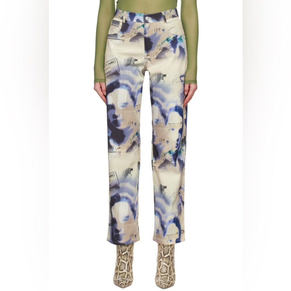 Miaou Blue and Cream Abstract Pants